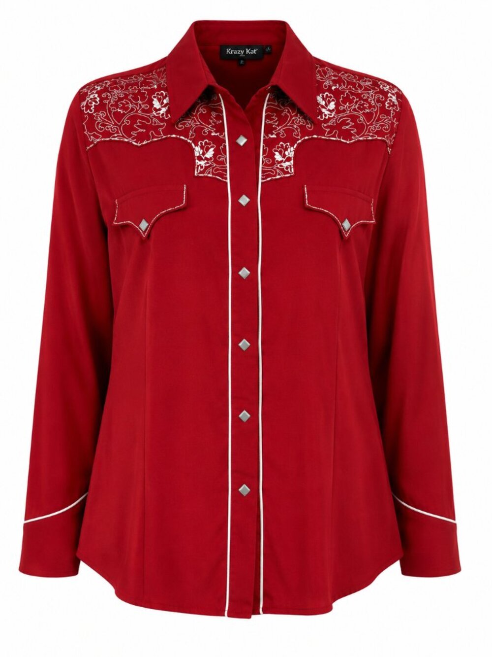 Roper Denver Colorado Western Shirt 2X Red Embroidered Cowgirl Plus Size